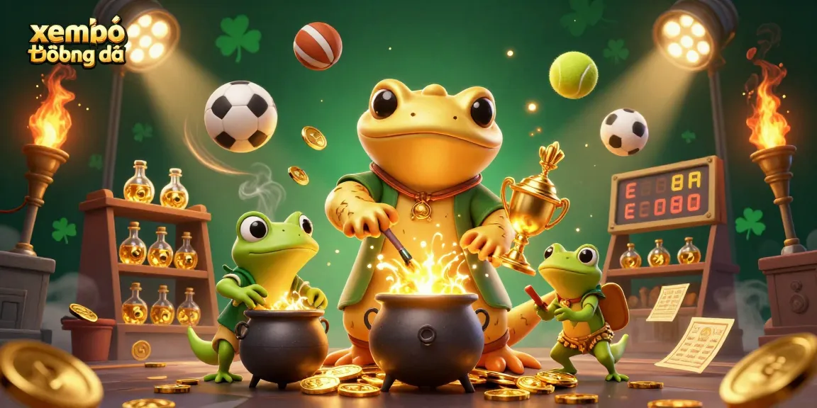 Experience xem trực tiếp bóng đá with an exciting 3D illustration of gold and sports elements.