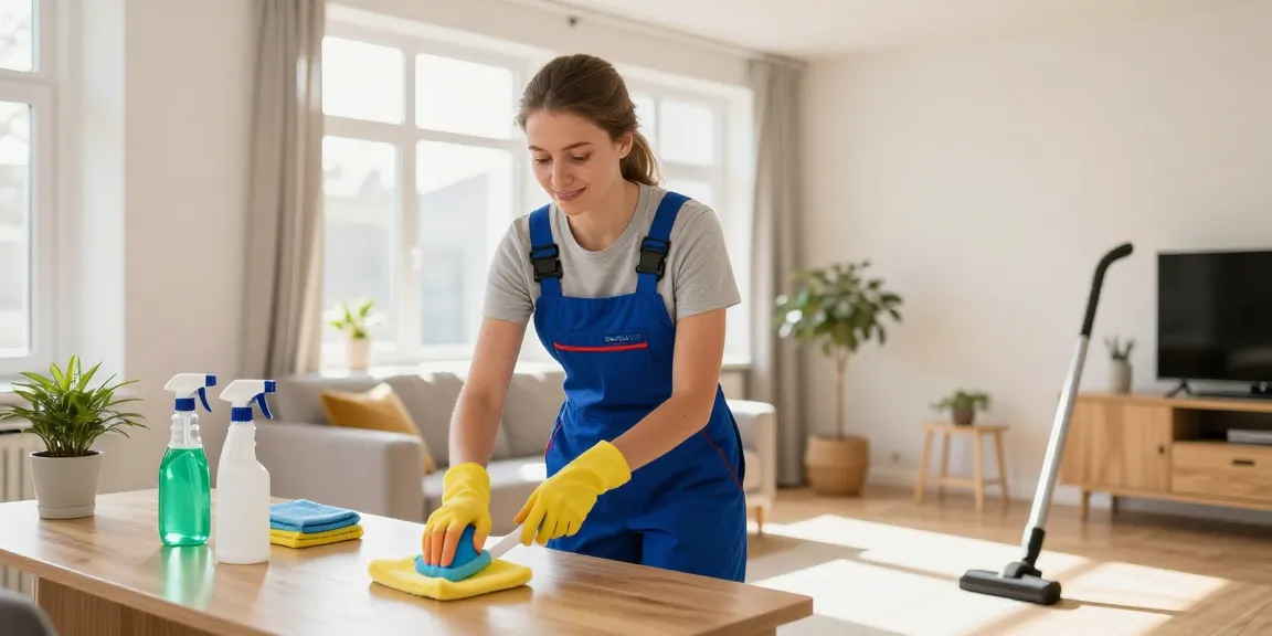 Expert cleaner performing unterhaltsreinigung bern in a modern home, emphasizing attention to detail and customer satisfaction.