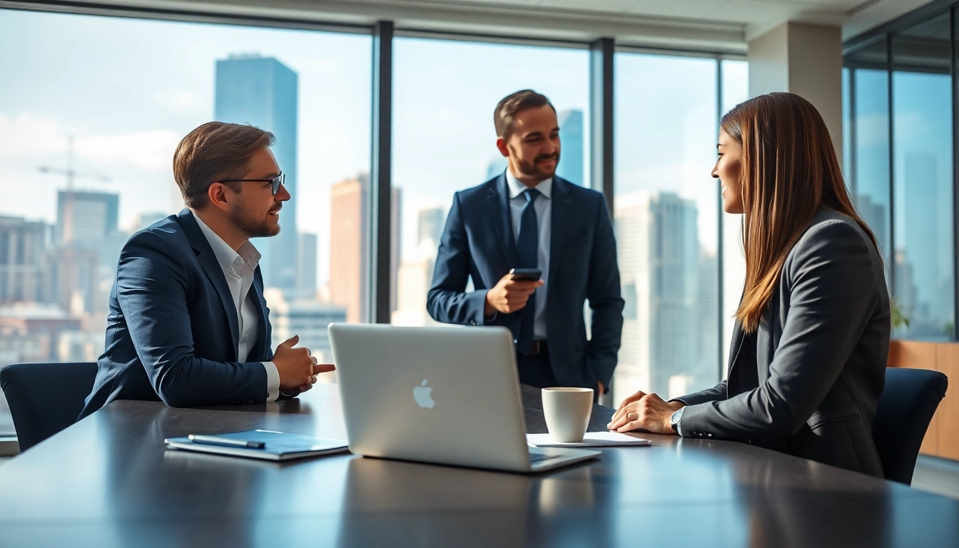 Headhunter Schweiz im Büro, interagiert mit einem Kandidaten in einem professionellen Rahmen.