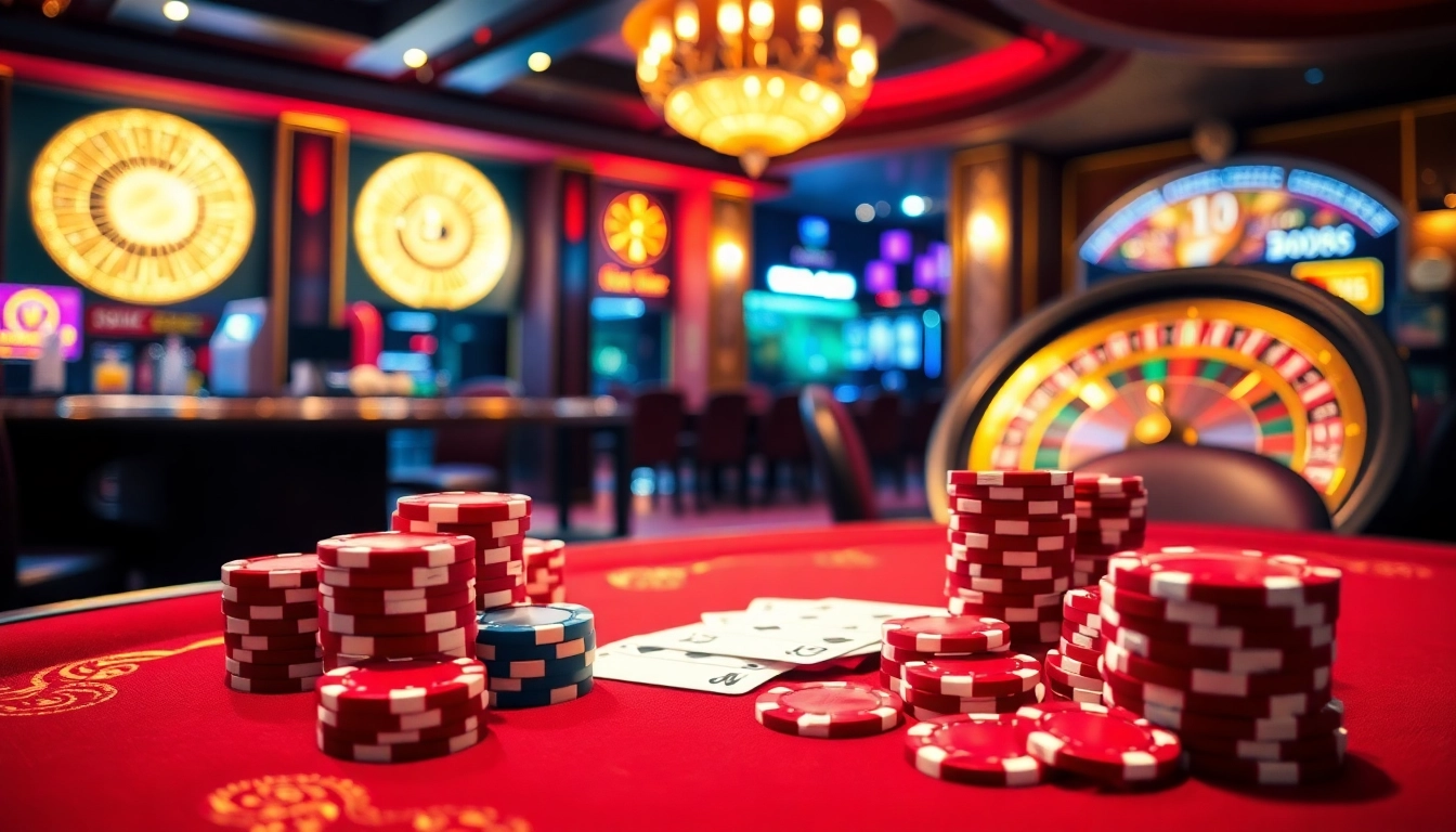 Experience the thrill of high-stakes gaming with da88 poker chips and a shining roulette wheel.