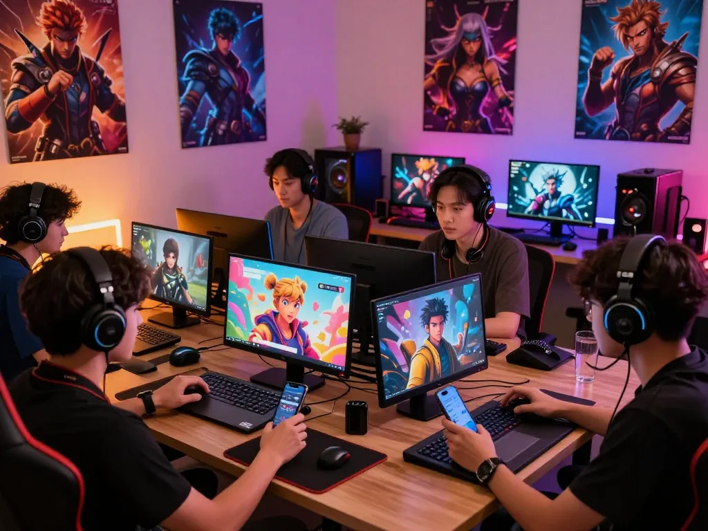 Engaging gaming community discussing character AI NSFW features in a vibrant digital setting.