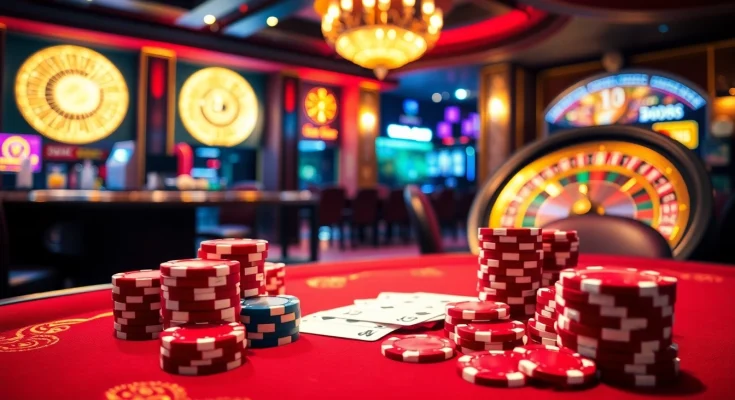 Experience the thrill of high-stakes gaming with da88 poker chips and a shining roulette wheel.