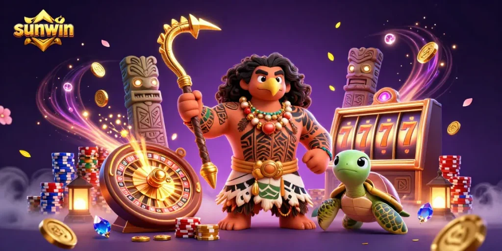 Engage with sunwin's vibrant casino adventure featuring a demigod hawk and mystical elements.